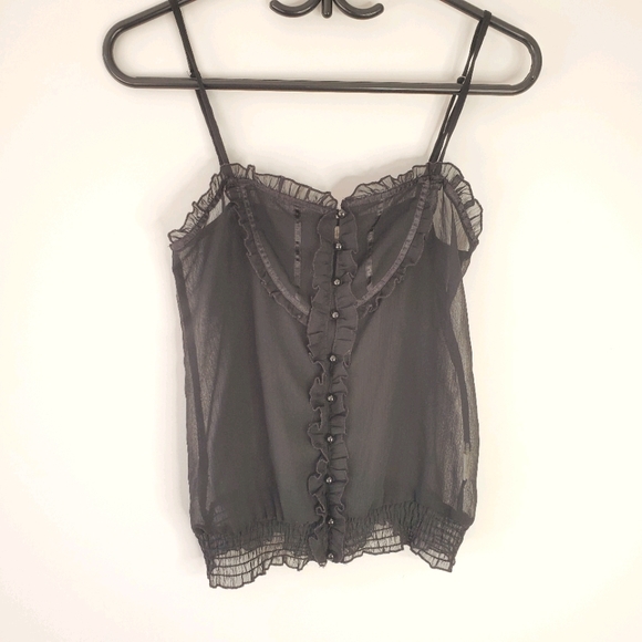 Costa Blanca Tops - Sheer black button down cami